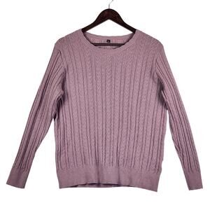 Arach & Cloz Crew Neck Sweater Women's SZ XL Light Purple Long Slv Cable Knit
